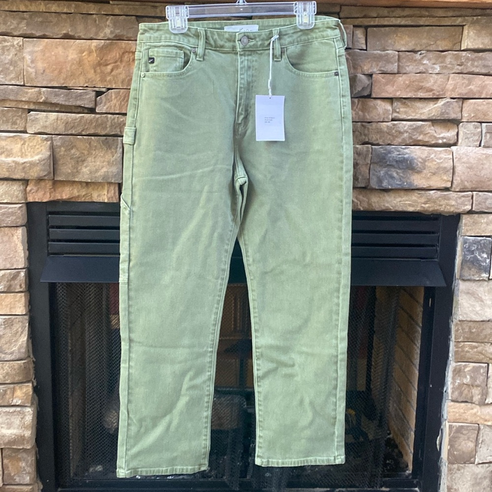Kancan size 8 29 high rise utility cargo jeans olive green stretch nwt